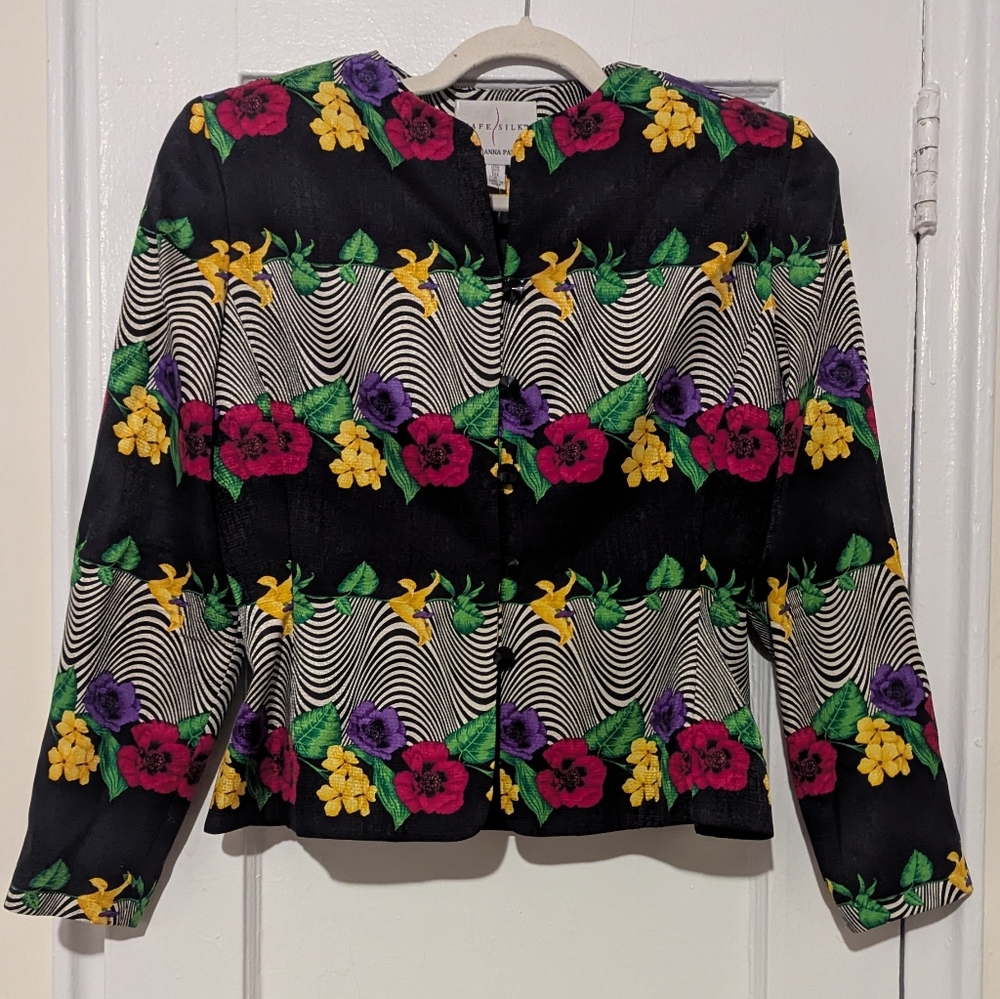Adrianna Papell Multicolor Floral Silk Jacket